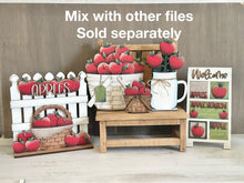 Load image into Gallery viewer, Apple Holiday Door Sign Interchangeable File, SVG, Summer, Fall, Fruit, Basket, Spring, Farm Fresh, Basket, Seasonal Home Welcome, glowforge
