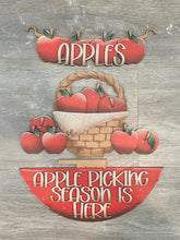 Load image into Gallery viewer, Apple Holiday Door Sign Interchangeable File, SVG, Summer, Fall, Fruit, Basket, Spring, Farm Fresh, Basket, Seasonal Home Welcome, glowforge
