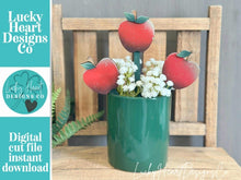 Load image into Gallery viewer, Apple Mug Stick File SVG, Glowforge Tiered Tray, Tray Decor, Fruit, Spring, Summer Plant Topper, Teacher, Farm, School LuckyHeartDesignsCo
