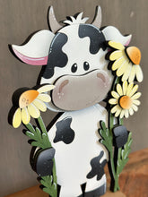 Load image into Gallery viewer, Dairy Cow Daisy Standing File SVG, Glowforge, Summer, Daisies, Flower, Farm, Tiered Tray LuckyHeartDesignsCo
