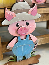 Load image into Gallery viewer, Pig Standing File SVG, Glowforge, Farm, Overalls, Daisy, Daisies, Mud, Tiered Tray LuckyHeartDesignsCo
