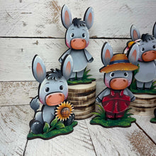 Load image into Gallery viewer, Donkey Farm Standing File SVG, Glowforge, Horse, Overalls, Daisy, Daisies, Mud, Tiered Tray LuckyHeartDesignsCo
