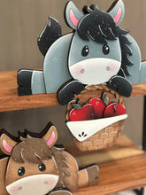 Load image into Gallery viewer, Horse Shelf Hanging Sitter File SVG, Ledge, Cow, Apple, Basket, Spring Farm, Hanger, Tiered Tray Glowforge LuckyHeartDesignsCo
