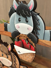 Load image into Gallery viewer, Horse Shelf Hanging Sitter File SVG, Ledge, Cow, Apple, Basket, Spring Farm, Hanger, Tiered Tray Glowforge LuckyHeartDesignsCo
