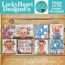 Load image into Gallery viewer, Pig Farm Interchangeable Leaning Sign File SVG, Tiered Tray Glowforge, LuckyHeartDesignsCo
