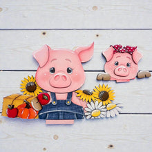 Load image into Gallery viewer, Pig Farm Flower Basket Interchangeable File SVG, TINY Sunflower, Daisy, Pumpkin, Summer Fall Tiered Tray Glowforge, LuckyHeartDesignsCo
