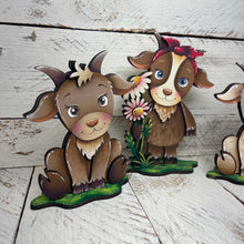 Load image into Gallery viewer, Goat Farm Standing File SVG, Glowforge, Farm, Overalls, Daisy, Daisies, Mud, Tiered Tray LuckyHeartDesignsCo

