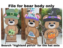 Load image into Gallery viewer, Bear Porch Interchangeable Hats File SVG, Seasonal, Christmas, Valentine, Holiday, Farm, Halloween, Fall, Glowforge, LuckyHeartDesignsCo
