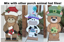 Load image into Gallery viewer, Bear Porch Interchangeable Hats File SVG, Seasonal, Christmas, Valentine, Holiday, Farm, Halloween, Fall, Glowforge, LuckyHeartDesignsCo
