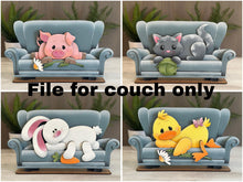 Load image into Gallery viewer, Couch Interchangeable Shelf Sitter Hanging File SVG, Ledge, Christmas, Hanger, Tiered Tray Glowforge LuckyHeartDesignsCo
