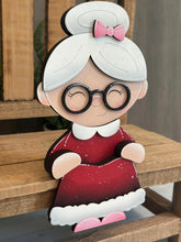 Load image into Gallery viewer, Mrs Claus Shelf Hanging File SVG, Ledge, Christmas, Santa, Hanger, Tiered Tray Glowforge LuckyHeartDesignsCo
