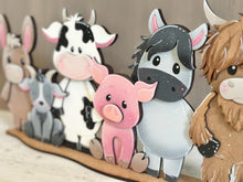 Load image into Gallery viewer, Farm Friends Standing File SVG, Glowforge, Highland, Cow, Pig, Goat, Horse, Chicken, Donkey Tiered Tray LuckyHeartDesignsCo
