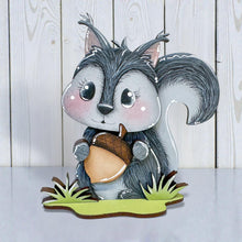 Load image into Gallery viewer, Squirrel Standing File SVG, Leaves, Autumn, Farm, Acorn, Woodland, Pumpkin, Sweater Weather, Tiered Tray Glowforge, LuckyHeartDesignsCo
