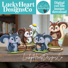 Load image into Gallery viewer, Squirrel Standing File SVG, Leaves, Autumn, Farm, Acorn, Woodland, Pumpkin, Sweater Weather, Tiered Tray Glowforge, LuckyHeartDesignsCo
