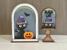 Load image into Gallery viewer, Black Cat Halloween Tall Arch Sign Interchangeable File SVG, TINY, INSERT only, Pumpkin, Glowforge, Holiday, Tiered Tray LuckyHeartDesignsCo
