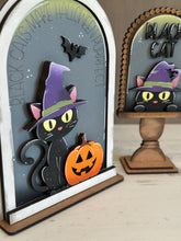 Load image into Gallery viewer, Black Cat Halloween Tall Arch Sign Interchangeable File SVG, TINY, INSERT only, Pumpkin, Glowforge, Holiday, Tiered Tray LuckyHeartDesignsCo
