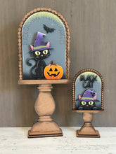Load image into Gallery viewer, Black Cat Halloween Tall Arch Sign Interchangeable File SVG, TINY, INSERT only, Pumpkin, Glowforge, Holiday, Tiered Tray LuckyHeartDesignsCo
