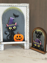 Load image into Gallery viewer, Black Cat Halloween Tall Arch Sign Interchangeable File SVG, TINY, INSERT only, Pumpkin, Glowforge, Holiday, Tiered Tray LuckyHeartDesignsCo
