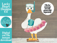 Load image into Gallery viewer, Summer Goose Animal Hats Interchangeable Outfit File SVG, Swimming, Beach, Pool Float, Seasonal, Holiday, Glowforge, LuckyHeartDesignsCo
