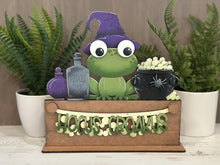 Load image into Gallery viewer, Frog Witch Halloween Holiday Door Sign Interchangeable File, SVG Cauldron, Spooky, Potion, Spider, Seasonal, Home, Welcome, glowforge

