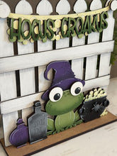 Load image into Gallery viewer, Frog Witch Halloween Holiday Door Sign Interchangeable File, SVG Cauldron, Spooky, Potion, Spider, Seasonal, Home, Welcome, glowforge
