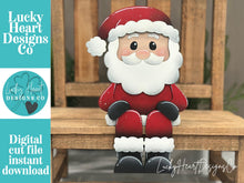 Load image into Gallery viewer, Santa Shelf Hanging File SVG, Ledge, Christmas, Hanger, Tiered Tray Glowforge LuckyHeartDesignsCo

