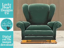 Load image into Gallery viewer, Santa Chair Interchangeable Shelf Sitter Hanging File SVG, Ledge, Christmas, Hanger, Tiered Tray Glowforge LuckyHeartDesignsCo
