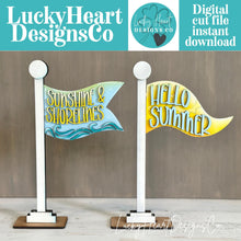 Load image into Gallery viewer, Summer Beach Flag Interchangeable File SVG, Fall, Sunny, Sun, Waves, Sand Gnome, Highland, Seasonal, Holiday, Glowforge, LuckyHeartDesignsCo
