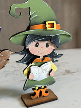 Load image into Gallery viewer, Standing Witch Trio Halloween File SVG, Pumpkin, Potion, Spells, Jack-o-lantern, Trick Or Treat Tiered Tray Glowforge, LuckyHeartDesignsCo
