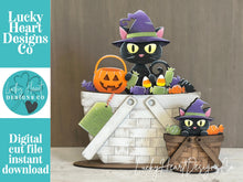 Load image into Gallery viewer, Black Cat Candy Halloween For The Flower Basket Interchangeable File SVG, TINY, Potion, Pumpkin, Witch, Glowforge, LuckyHeartDesignsCo
