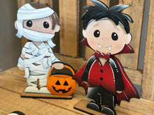 Load image into Gallery viewer, Halloween Costume Boy Standing File SVG, Ghost Frankenstein, Vampire Jack-o-lantern, Trick Or Treat, Mummy Glowforge, LuckyHeartDesignsCo
