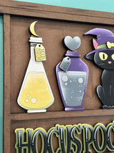Load image into Gallery viewer, Witch Halloween Wall Collage Shelf Holder Interchangeable Sign File Glowforge, Cat, Potion, Cat, Skull Standing, LuckyHeartDesignsCo
