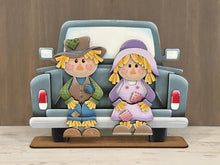 Load image into Gallery viewer, Scarecrows Shelf Hanging Sign File SVG, Fall, Farm, Pumpkin, Hay bale, Corn, Mantle decor, glowforge LuckyHeartDesignsCO
