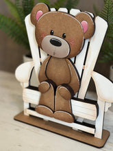Load image into Gallery viewer, Teddy Bear Shelf Hanging Sitter File SVG, Hanger, Ledge, Love, Heart, Farm, Woodland, Tiered Tray Glowforge LuckyHeartDesignsCo

