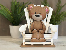 Load image into Gallery viewer, Teddy Bear Shelf Hanging Sitter File SVG, Hanger, Ledge, Love, Heart, Farm, Woodland, Tiered Tray Glowforge LuckyHeartDesignsCo
