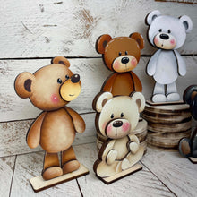 Load image into Gallery viewer, Teddy Bear Standing File SVG, Woodland, Polar Bear, Woods, Camping, Summer, Tiered Tray Glowforge, LuckyHeartDesignsCo
