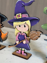 Load image into Gallery viewer, Standing Witch Trio Halloween File SVG, Pumpkin, Potion, Spells, Jack-o-lantern, Trick Or Treat Tiered Tray Glowforge, LuckyHeartDesignsCo
