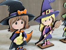 Load image into Gallery viewer, Standing Witch Trio Halloween File SVG, Pumpkin, Potion, Spells, Jack-o-lantern, Trick Or Treat Tiered Tray Glowforge, LuckyHeartDesignsCo
