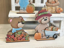 Load image into Gallery viewer, Teddy Bear Fall Pumpkin Standing File SVG, Leaves, Autumn, Farm, Woodland, Sweater Weather, Tiered Tray Glowforge, LuckyHeartDesignsCo
