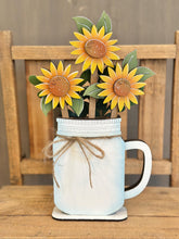 Load image into Gallery viewer, Sunflower Mug Stick File SVG, Glowforge Tiered Tray, Tray Decor, Fall, Flower, Floral, Plant Topper, Gift, LuckyHeartDesignsCo
