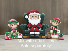 Load image into Gallery viewer, Elves Shelf Hanging File SVG, Ledge, Christmas, Elf, Santa, Presents, Candy Cane, Hanger, Tiered Tray Glowforge LuckyHeartDesignsCo
