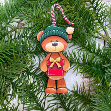Load image into Gallery viewer, Teddy Bear Christmas Ornament File SVG, Glowforge, Santa, Elf, Reindeer, Rudolph, Cute, Baby, Kids, LuckyHeartDesignsCo
