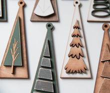 Load image into Gallery viewer, Tree Triangle Christmas Ornament File SVG, Farmhouse, Woodland, Rustic, Holiday Glowforge, LuckyHeartDesignsCo

