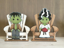 Load image into Gallery viewer, Frankenstein and Bride Shelf Hanging File SVG, Ledge, Halloween, Skull, Jack-o-lantern, Hanger, Tiered Tray Glowforge LuckyHeartDesignsCo
