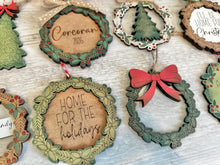 Load image into Gallery viewer, Scored Wreath Tree Christmas Ornament File SVG, Glowforge, Wedding Gift Tag, Holly, Family, Personalized, Holiday, LuckyHeartDesignsCo

