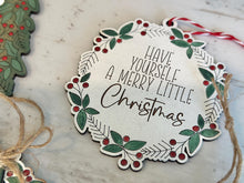 Load image into Gallery viewer, Scored Wreath Tree Christmas Ornament File SVG, Glowforge, Wedding Gift Tag, Holly, Family, Personalized, Holiday, LuckyHeartDesignsCo

