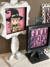 Load image into Gallery viewer, Good Witch Interchangeable Leaning Sign File SVG, Glowforge Tiered Tray, Halloween, Magic, Potions, Boo, Trick or Treat, LuckyHeartDesignsCo
