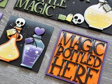 Load image into Gallery viewer, Witch Potions Magic Interchangeable Leaning Sign File SVG, Glowforge Tiered Tray, Halloween, Boo, Trick or Treat, LuckyHeartDesignsCo
