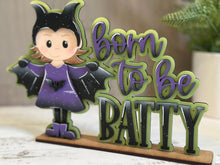 Load image into Gallery viewer, Batty Girl Halloween Shelf Sitter File SVG, Jack-o-lantern, Bat, Costume, Trick Or Treat Tiered Tray Glowforge, LuckyHeartDesignsCo
