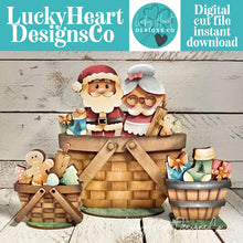 Load image into Gallery viewer, Santa And Mrs Christmas Flower Basket Interchangeable File SVG, TINY Holiday, Cookies, Stocking Tiered Tray, Glowforge, LuckyHeartDesignsCo
